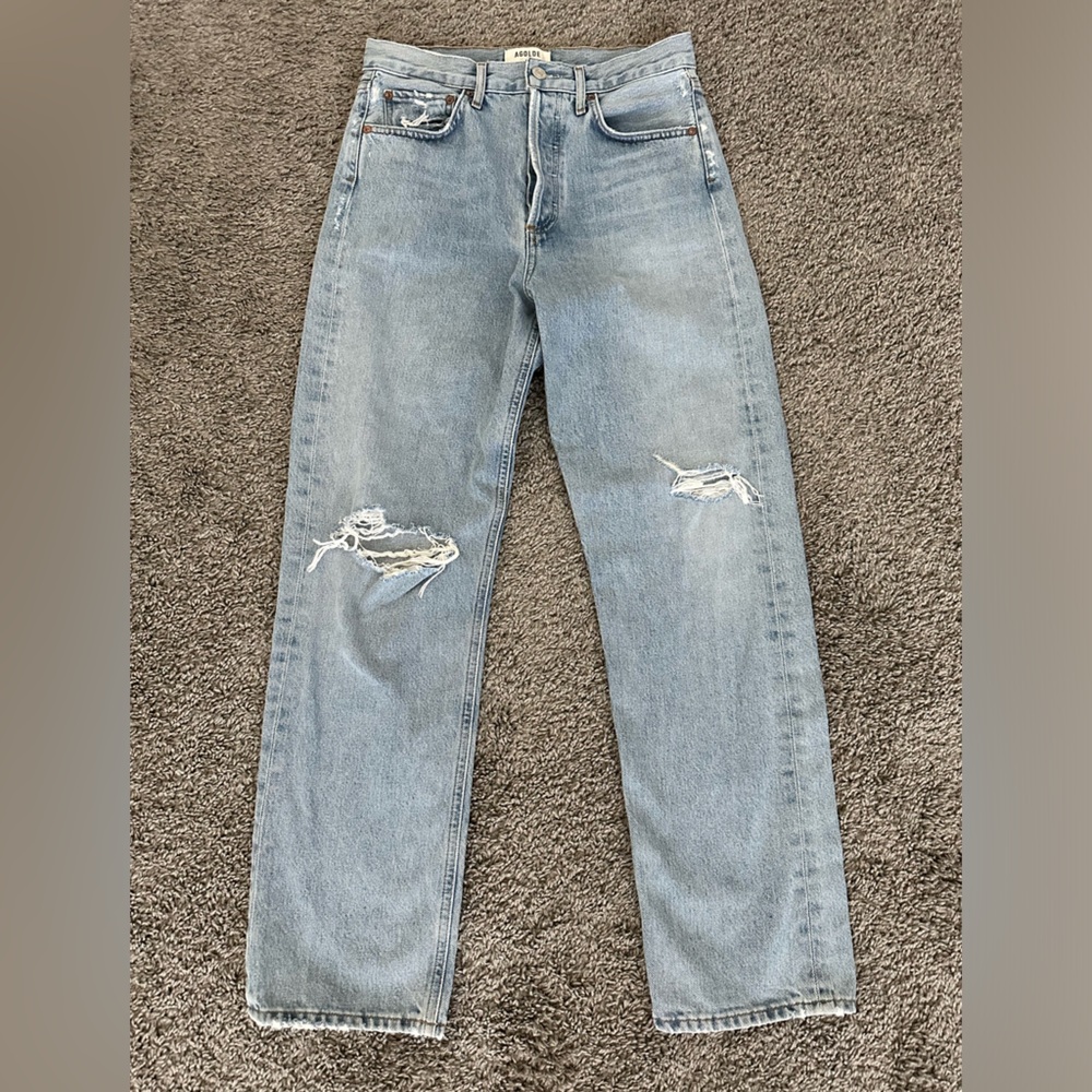 Agolde Mid Rise Loose Straight Jeans in Capture - size 25